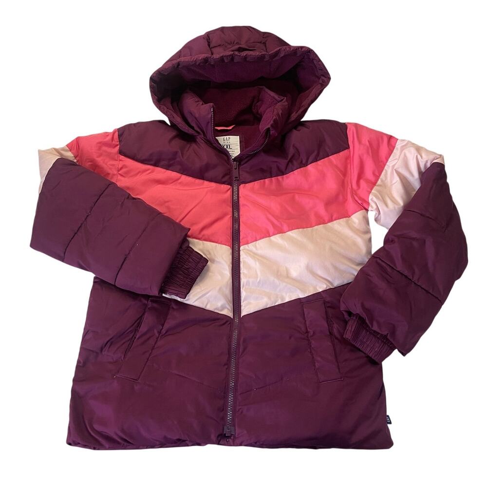 Gap Kids Puffer Color Block Puffer Jacket Cold Control‎ Hooded GIrls XXL 13/14